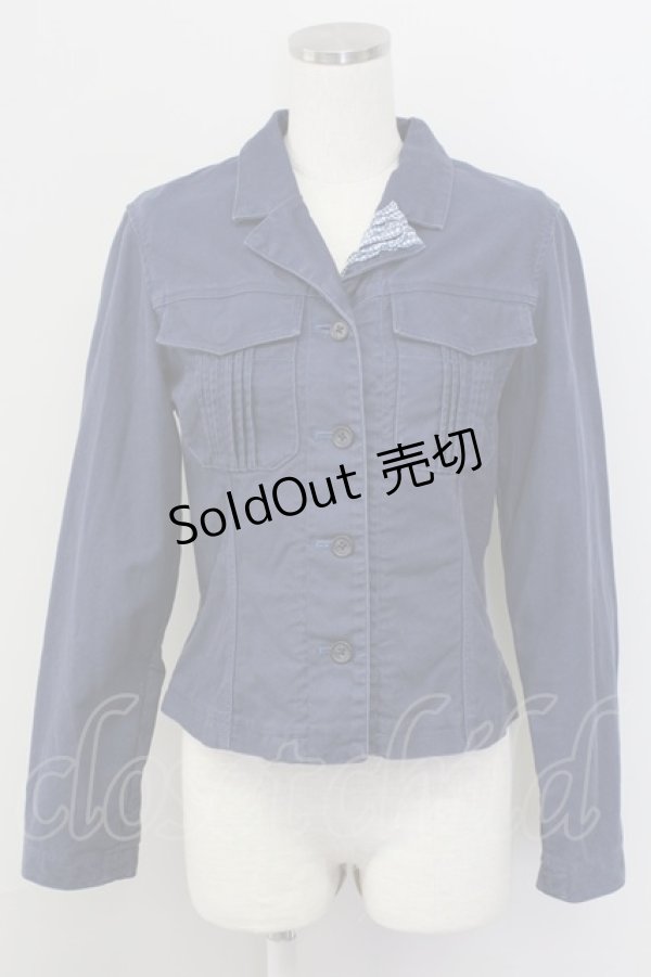 画像1: PINK HOUSE / ギンガムチェックフリルジャケット  ネイビー T-25-11-15-020-LO-JA-SA-ZI (1)