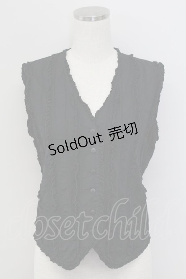 画像1: INGEBORG / ピコフリルピンタックベスト  黒 T-25-11-15-023-LO-BL-SA-ZT210 (1)