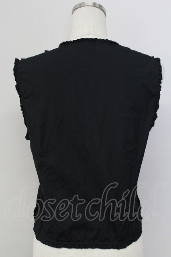 画像2: INGEBORG / ピコフリルピンタックベスト  黒 T-25-11-15-023-LO-BL-SA-ZT1227K (2)