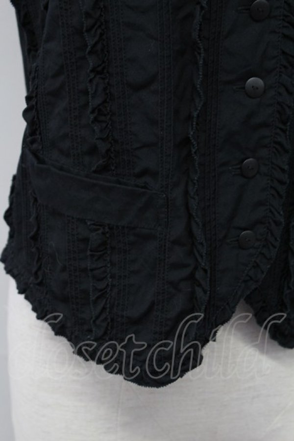 画像4: INGEBORG / ピコフリルピンタックベスト  黒 T-25-11-15-023-LO-BL-SA-ZT1227K (4)