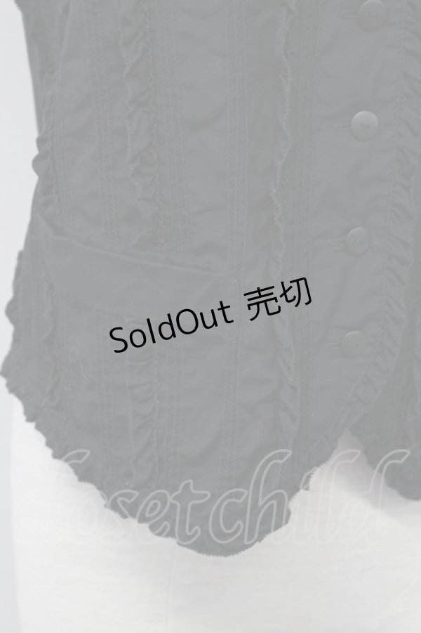 画像4: INGEBORG / ピコフリルピンタックベスト  黒 T-25-11-15-023-LO-BL-SA-ZT210 (4)