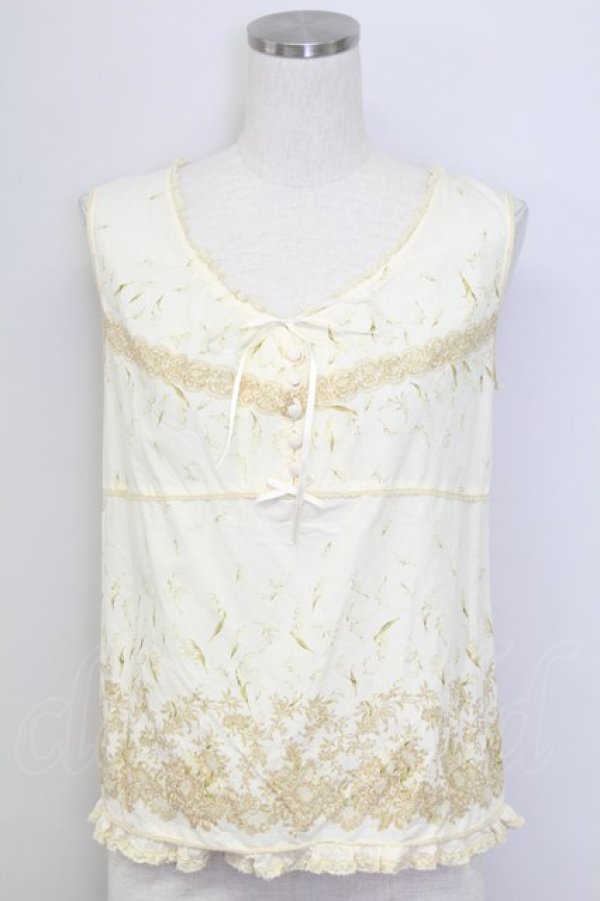 画像1: PINK HOUSE / 鈴蘭柄ノースリーブブラウス  ベージュ T-25-11-15-003-LO-BL-SA-ZT1227K (1)