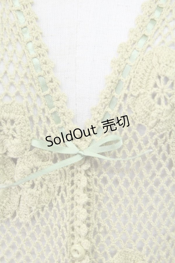 画像5: PINK HOUSE / フロントフリルニットカーディガン  グリーン T-25-11-15-028-LO-TO-SA-ZI (5)