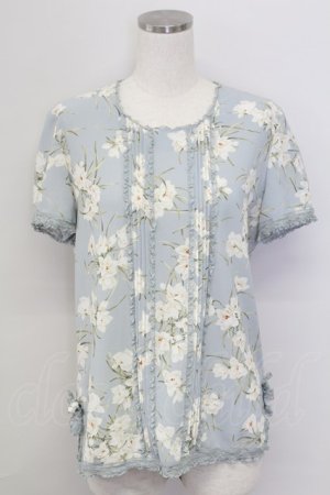 画像: INGEBORG / 白花総柄ブラウス  サックスＸ白 T-25-11-15-030-LO-BL-SA-ZT