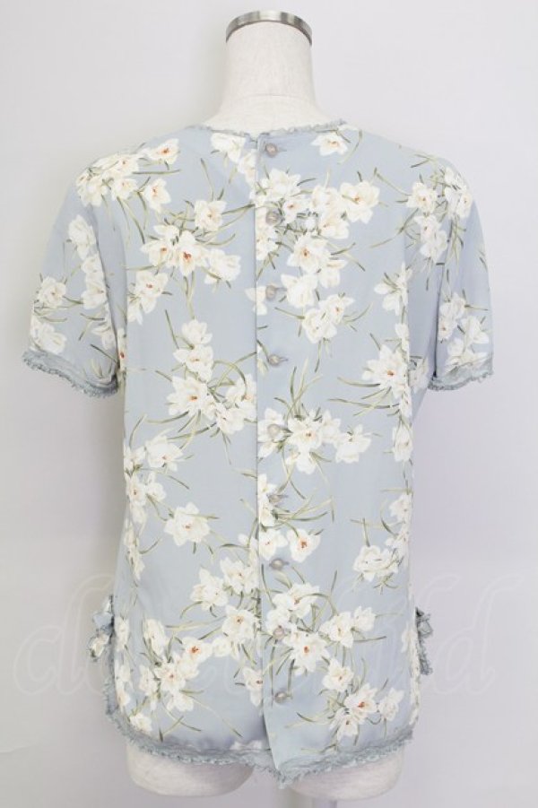 画像2: INGEBORG / 白花総柄ブラウス  サックスＸ白 T-25-11-15-030-LO-BL-SA-ZT1227K (2)