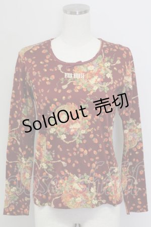 画像: PINK HOUSE / いちごバスケット柄カットソー  ボルドー T-25-11-15-033-LO-TO-SA-ZI