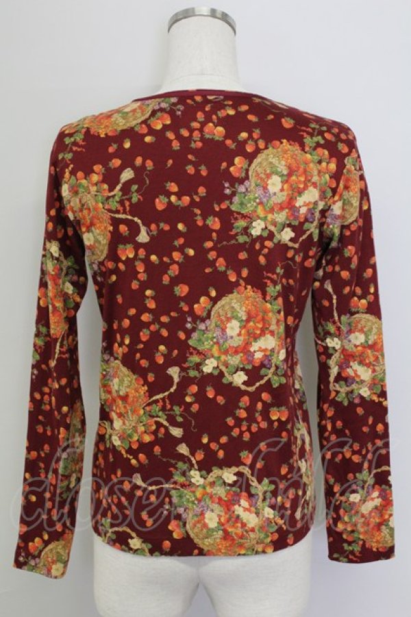 画像2: PINK HOUSE / いちごバスケット柄カットソー  ボルドー T-25-11-15-033-LO-TO-SA-ZI (2)