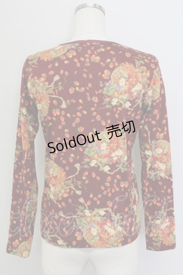 画像2: PINK HOUSE / いちごバスケット柄カットソー  ボルドー T-25-11-15-033-LO-TO-SA-ZI (2)