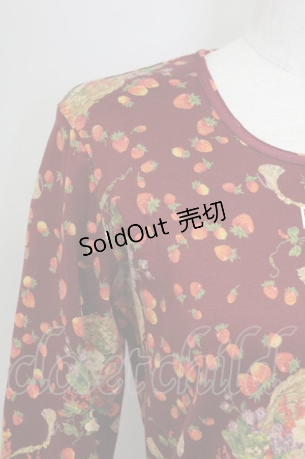 画像3: PINK HOUSE / いちごバスケット柄カットソー  ボルドー T-25-11-15-033-LO-TO-SA-ZI (3)