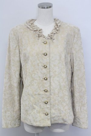 画像: INGEBORG / 型押し風小花総柄ジャケット  ベージュ T-25-11-15-034-LO-JA-SA-ZT