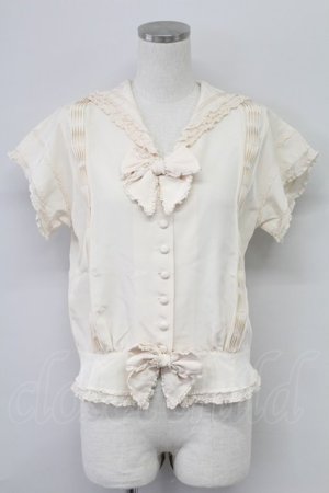 画像: PINK HOUSE / セーラー襟リボン半袖ブラウス  アイボリー T-25-11-15-004-LO-BL-SA-ZT