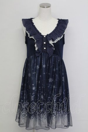 画像: axes femme / チュール重ね結晶柄チュニ  ネイビー T-25-11-15-036-AX-OP-SA-ZT