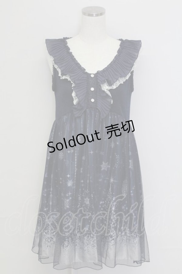 画像1: axes femme / チュール重ね結晶柄チュニ  ネイビー T-25-11-15-036-AX-OP-SA-ZI (1)