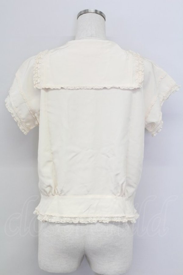 画像2: PINK HOUSE / セーラー襟リボン半袖ブラウス  アイボリー T-25-11-15-004-LO-BL-SA-ZI (2)