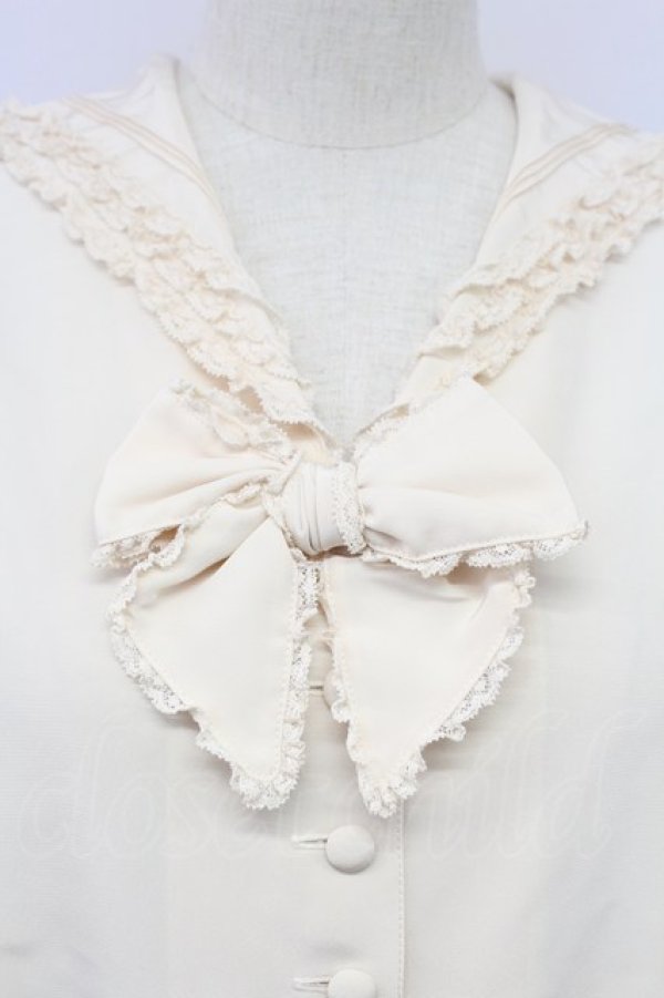 画像3: PINK HOUSE / セーラー襟リボン半袖ブラウス  アイボリー T-25-11-15-004-LO-BL-SA-ZI (3)