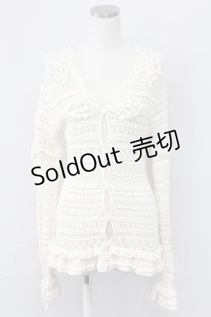 画像: PINK HOUSE / 鈴蘭モチーフ付きカーディガン  アイボリー T-25-11-15-005-LO-TO-SA-ZT