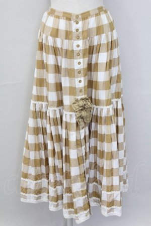 画像: PINK HOUSE / ギンガムチェックスカート  ブラウンＸ白 T-25-11-15-043-LO-SK-SA-ZT