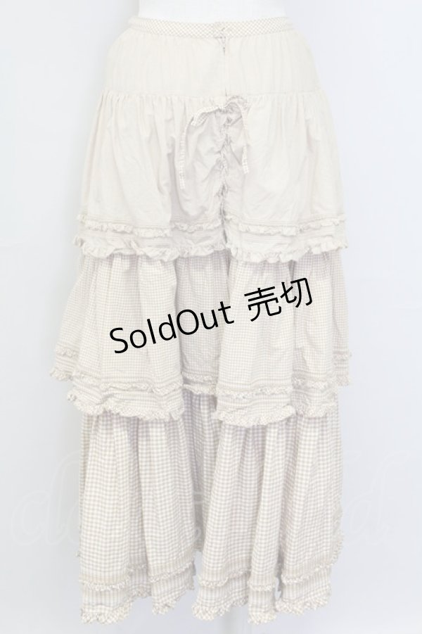 画像2: PINK HOUSE / ギンガムチェック3段フリルスカート  ブラウンＸ白 T-25-11-15-044-LO-SK-SA-ZI (2)