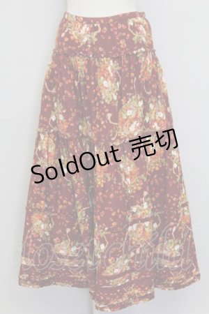 画像: PINK HOUSE / いちごバスケット柄スカート  ボルドー T-25-11-15-047-LO-SK-SA-ZT