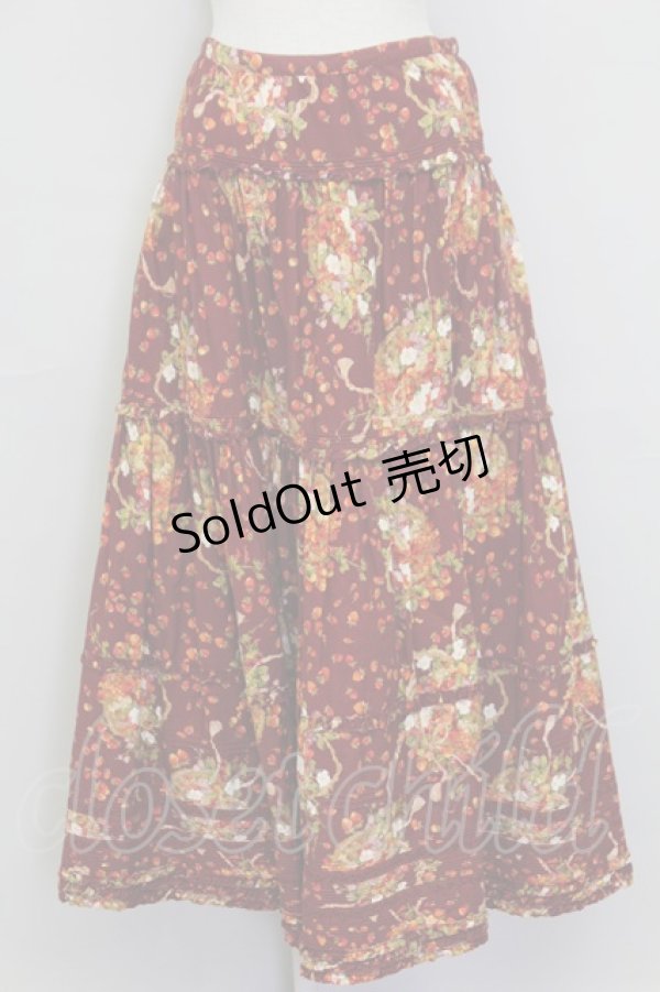 画像1: PINK HOUSE / いちごバスケット柄スカート  ボルドー T-25-11-15-047-LO-SK-SA-ZI (1)