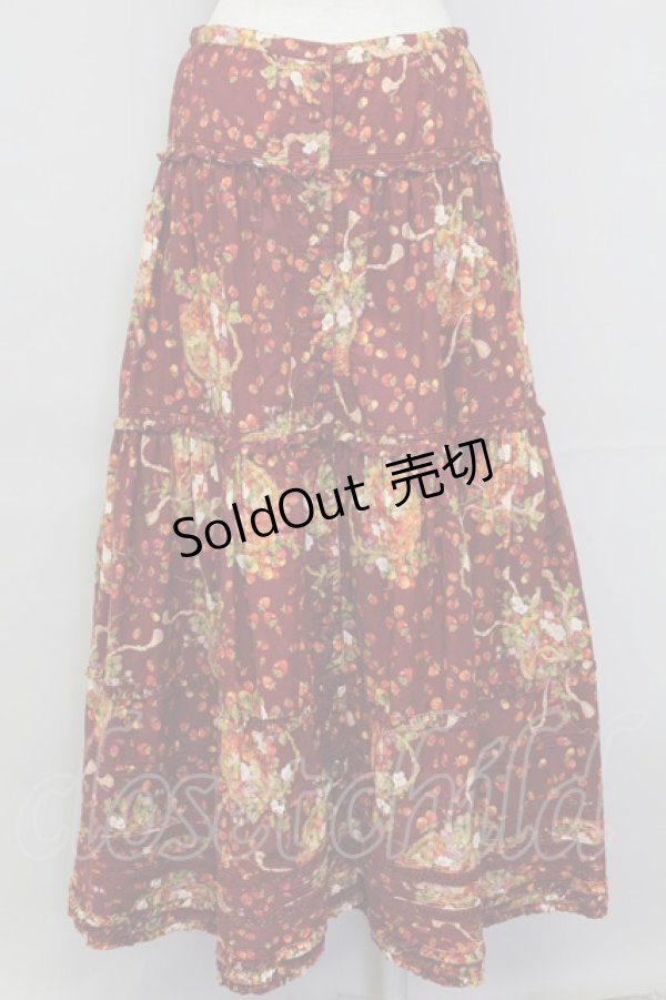 画像2: PINK HOUSE / いちごバスケット柄スカート  ボルドー T-25-11-15-047-LO-SK-SA-ZI (2)