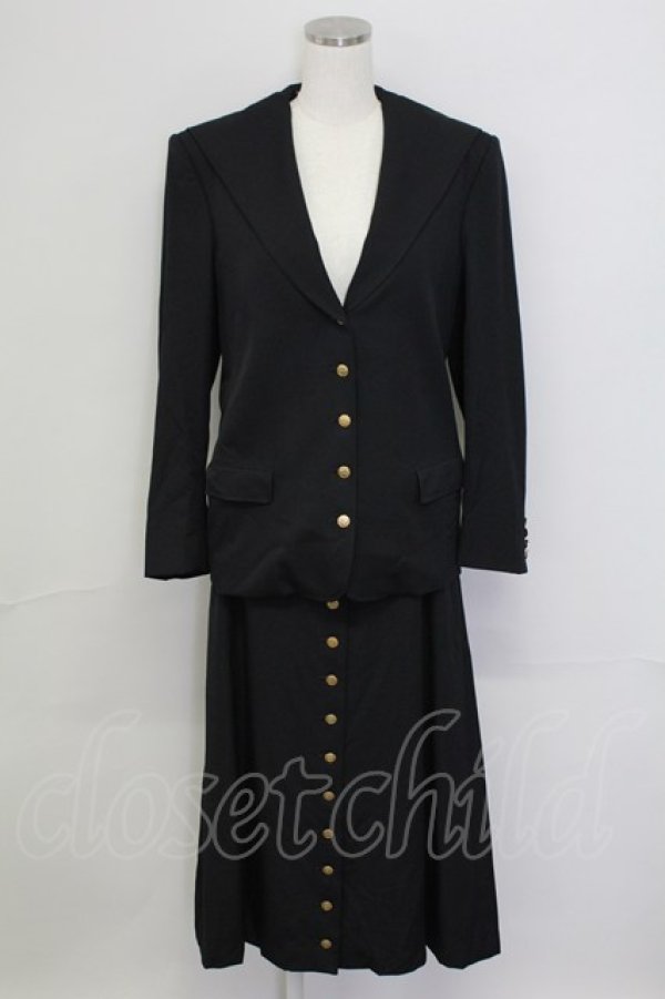 画像1: PINK HOUSE / 4つボタンジャケット&スカートセットアップ  黒 T-25-11-15-049-LO-OP-SA-ZI (1)