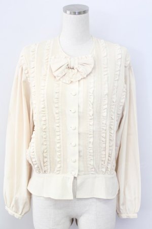 画像: INGEBORG / ピンタックピコフリル長袖ブラウス  アイボリー T-25-11-15-006-LO-BL-SA-ZT