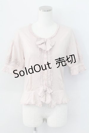画像: PINK HOUSE / リボン&ピンタック半袖ブラウス  ピンク T-25-11-15-007-LO-BL-SA-ZT240