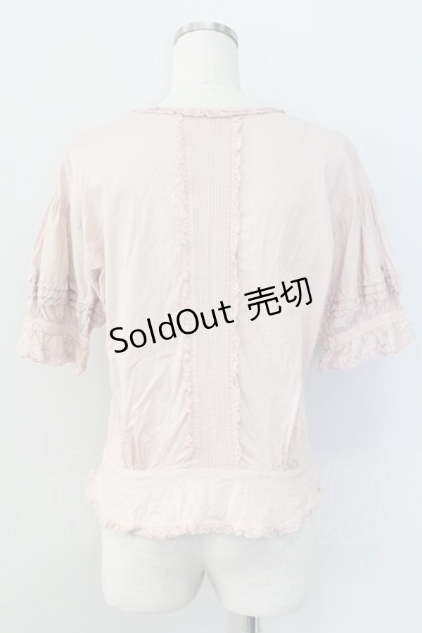 画像2: PINK HOUSE / リボン&ピンタック半袖ブラウス  ピンク T-25-11-15-007-LO-BL-SA-ZT240 (2)