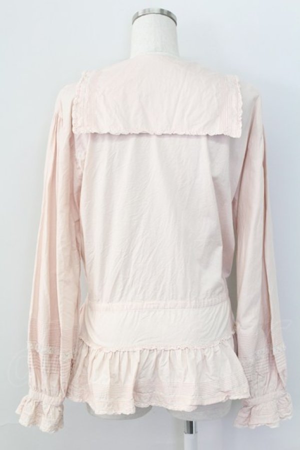 画像2: PINK HOUSE / セーラー襟ピンタックフリルオーバーブラウス  ピンク T-25-11-15-008-LO-BL-SA-ZI (2)