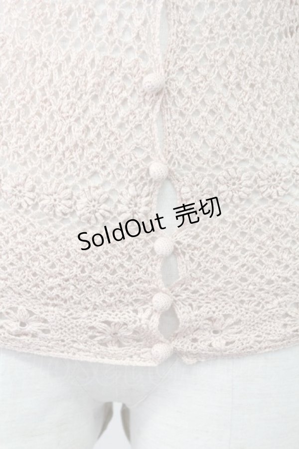 画像4: PINK HOUSE / フラワー透かし半袖カーディガン  ピンク T-25-11-15-010-LO-TO-SA-ZI (4)