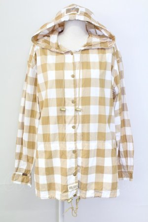 画像: PINK HOUSE / ギンガムチェックフードシャツ L ブラウンＸ白 T-25-11-15-012-LO-BL-SA-ZT