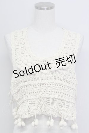 画像: PINK HOUSE / ぶどうモチーフノースリーブニットトップス  アイボリー T-25-11-15-002-LO-TO-SA-ZT