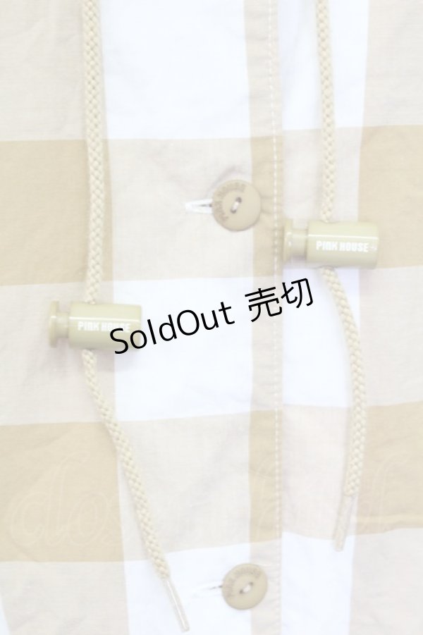画像4: PINK HOUSE / ギンガムチェックフードシャツ L ブラウンＸ白 T-25-11-15-012-LO-BL-SA-ZI (4)