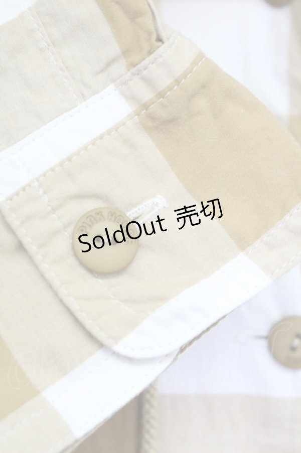 画像5: PINK HOUSE / ギンガムチェックフードシャツ L ブラウンＸ白 T-25-11-15-012-LO-BL-SA-ZI (5)