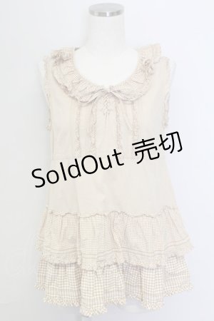 画像: PINK HOUSE / ギンガムチェックリボンノースリーブブラウス  ブラウンＸ白 T-25-11-15-013-LO-BL-SA-ZT