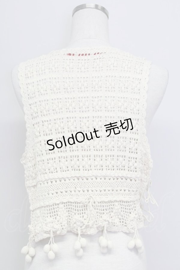 画像2: PINK HOUSE / ぶどうモチーフノースリーブニットトップス  アイボリー T-25-11-15-002-LO-TO-SA-ZI (2)