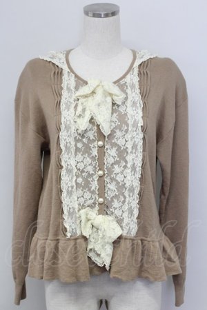 画像: PINK HOUSE / レース襟付きカーディガン  ブラウン T-25-11-15-015-LO-TO-SA-ZT