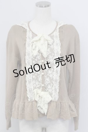 画像: PINK HOUSE / レース襟付きカーディガン  ブラウン T-25-11-15-015-LO-TO-SA-ZI