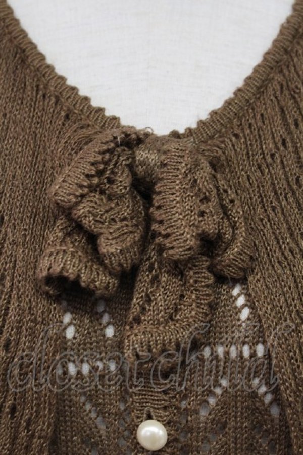 画像5: INGEBORG / ケープ風襟半袖ニットカーディガン  ブラウン T-25-11-15-016-LO-TO-SA-ZI (5)
