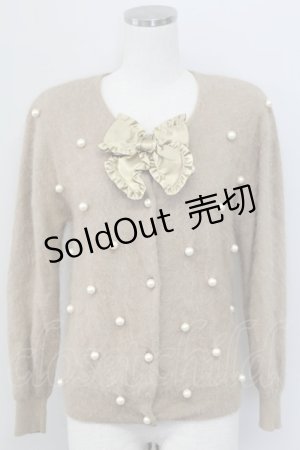 画像: PINK HOUSE / パール&リボンデザインニットカーディガン  ブラウン T-25-11-15-017-LO-TO-SA-ZI