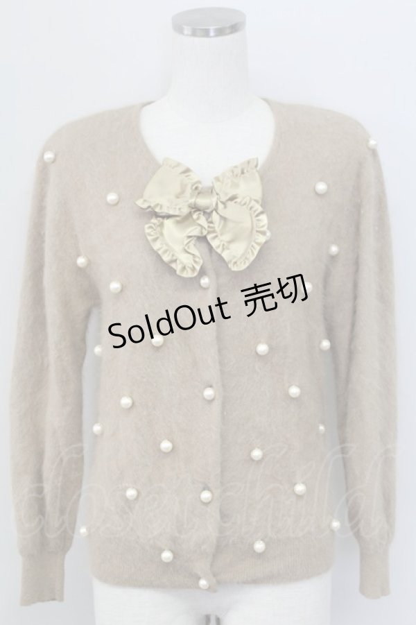 画像1: PINK HOUSE / パール&リボンデザインニットカーディガン  ブラウン T-25-11-15-017-LO-TO-SA-ZI (1)