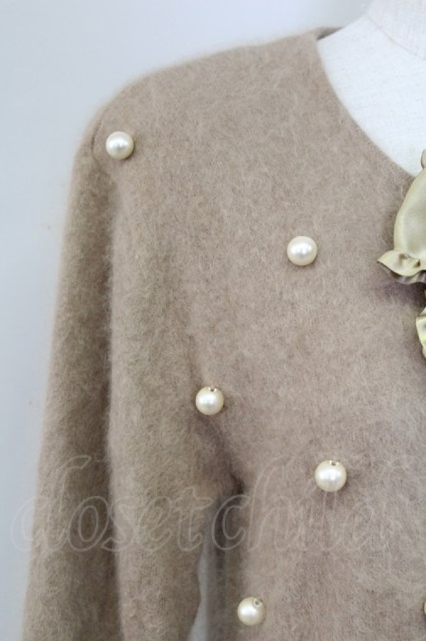 画像3: PINK HOUSE / パール&リボンデザインニットカーディガン  ブラウン T-25-11-15-017-LO-TO-SA-ZI (3)