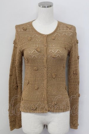 画像: PINK HOUSE / カメリアモチーフニットカーディガン  ブラウン T-25-11-15-018-LO-TO-SA-ZT