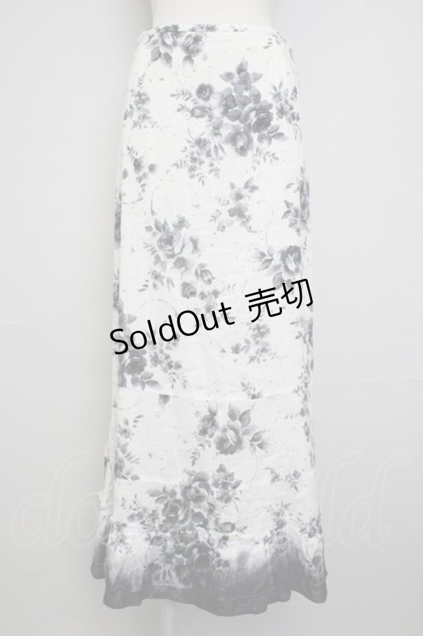 画像1: INGEBORG / フラワープリントスカート  白Ｘグレー T-25-11-20-005-LO-SK-SA-ZT (1)