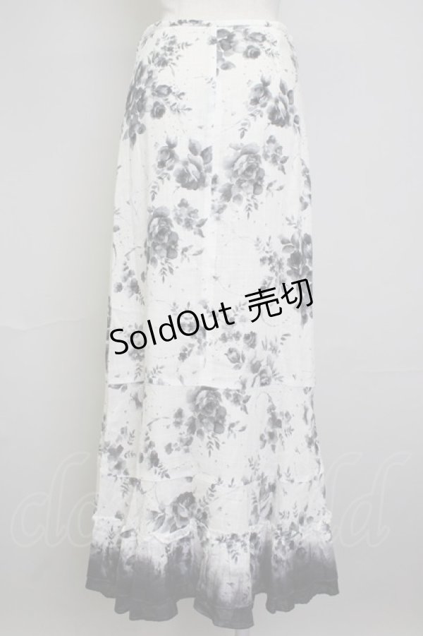 画像2: INGEBORG / フラワープリントスカート  白Ｘグレー T-25-11-20-005-LO-SK-SA-ZT (2)