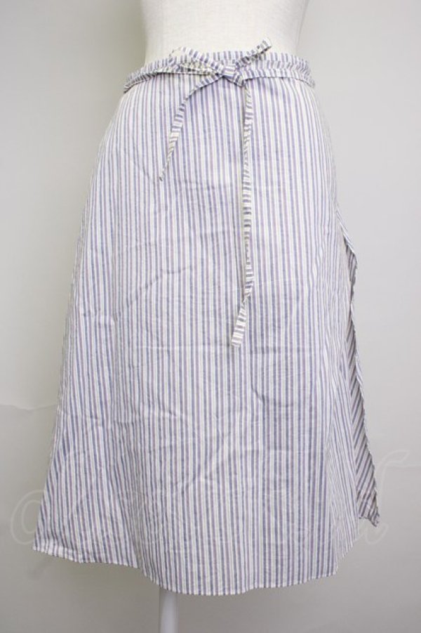 画像1: PINK HOUSE / ストライプ巻きスカート  ブルーストライプ T-25-11-20-006-LO-SK-SA-ZT417 (1)