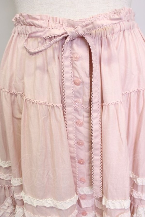 PINK HOUSE / 配色フリルローンスカート ピンク T-25-11-20-012-LO-SK