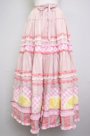 画像: PINK HOUSE / レモンケーキパッチワークスカート  ピンク T-25-11-20-013-LO-OP-SA-ZT