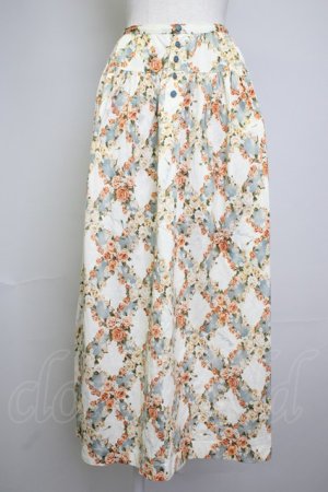 画像: PINK HOUSE / 薔薇チェッカー柄カットスカート  ブルー T-25-11-20-002-LO-SK-SA-ZT